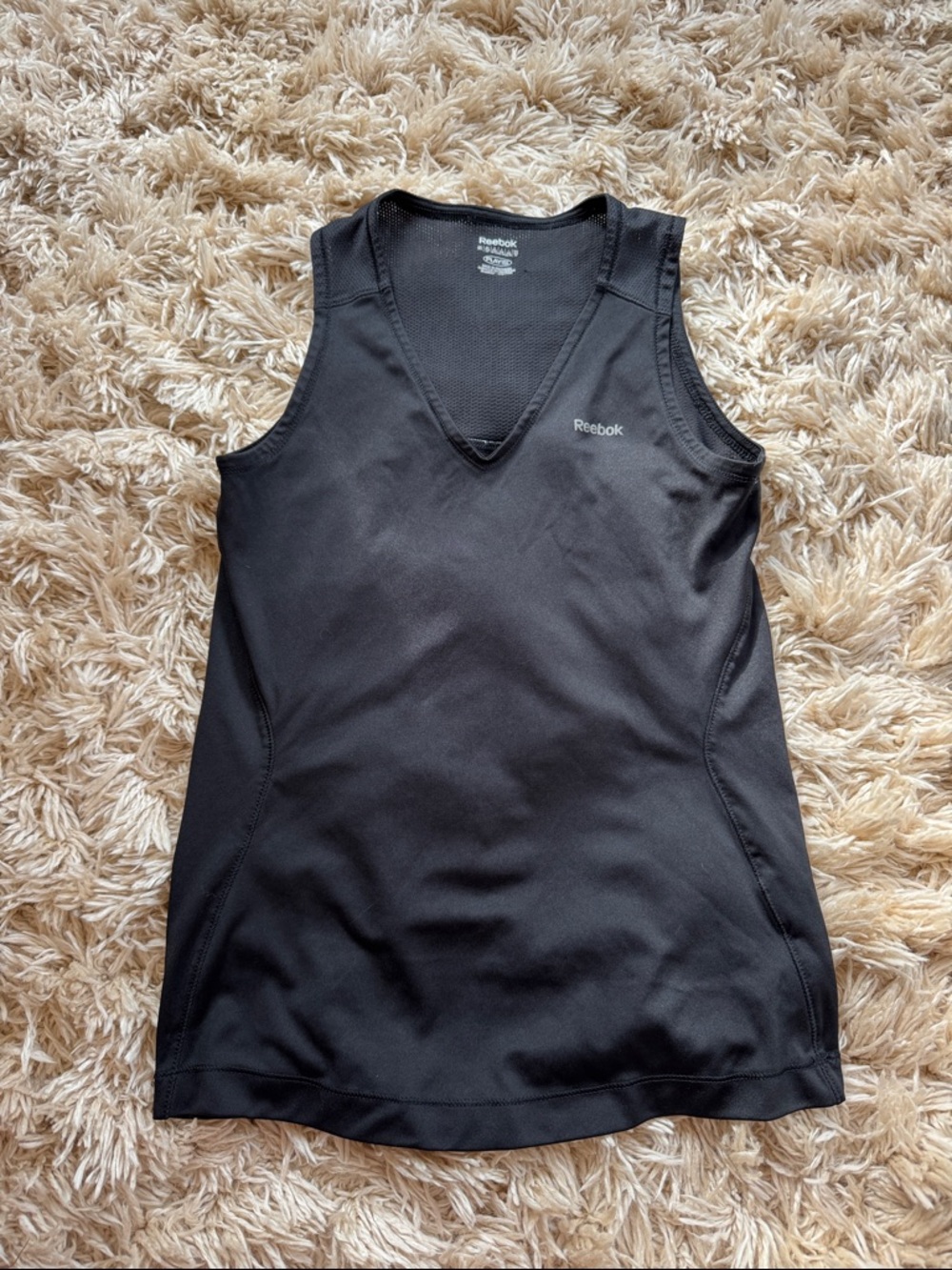Reebok Black V-Neck Play Dry Performance Tank Top XS